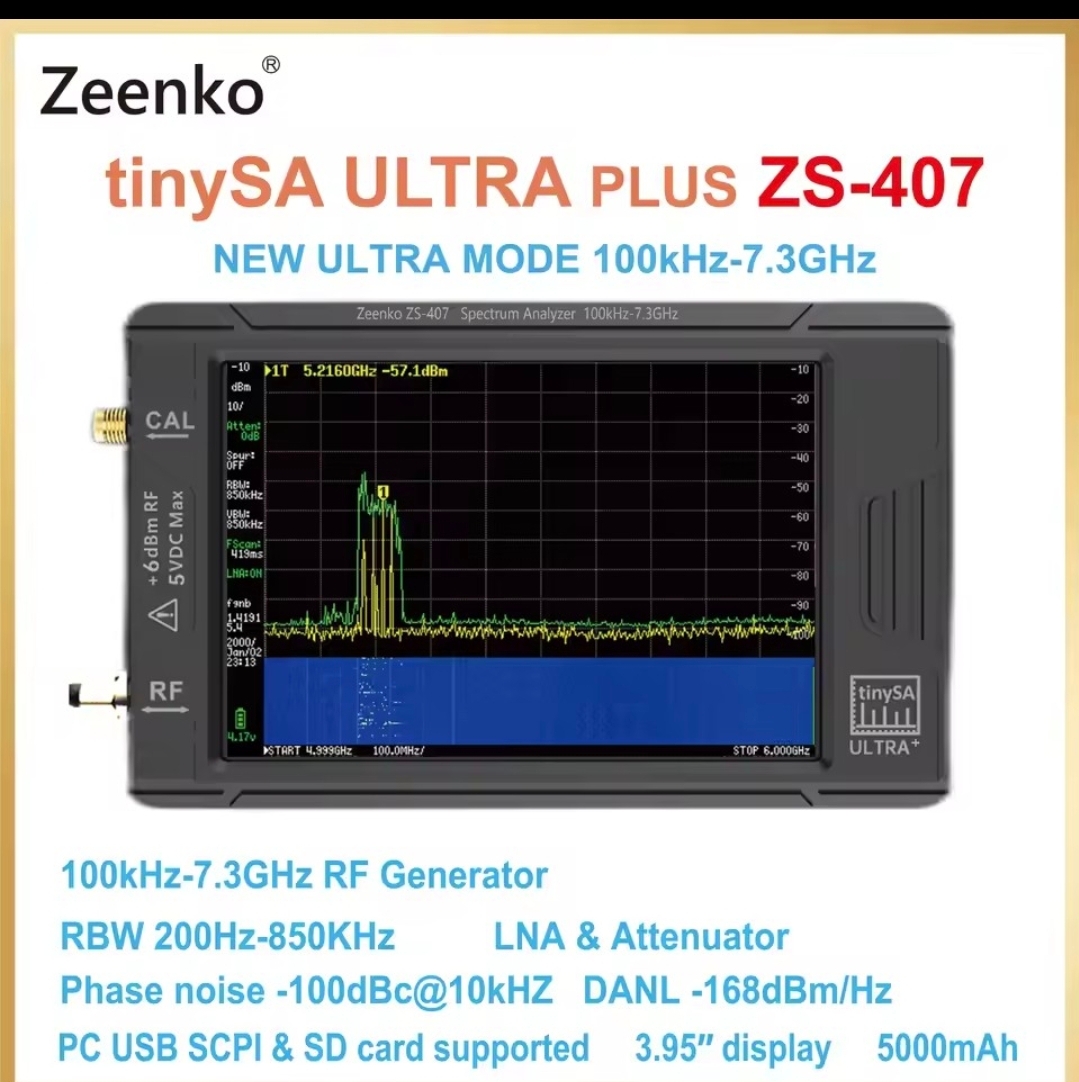 اسپکتروم آنالایزر   Tiny SA Ultra Plus 100Khz ~ 7.3Ghz